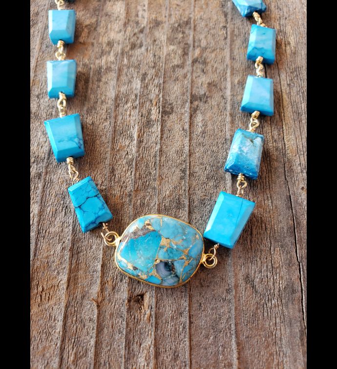 Hana Two In One Wrap Bracelet/necklace With Magnet Turquoise